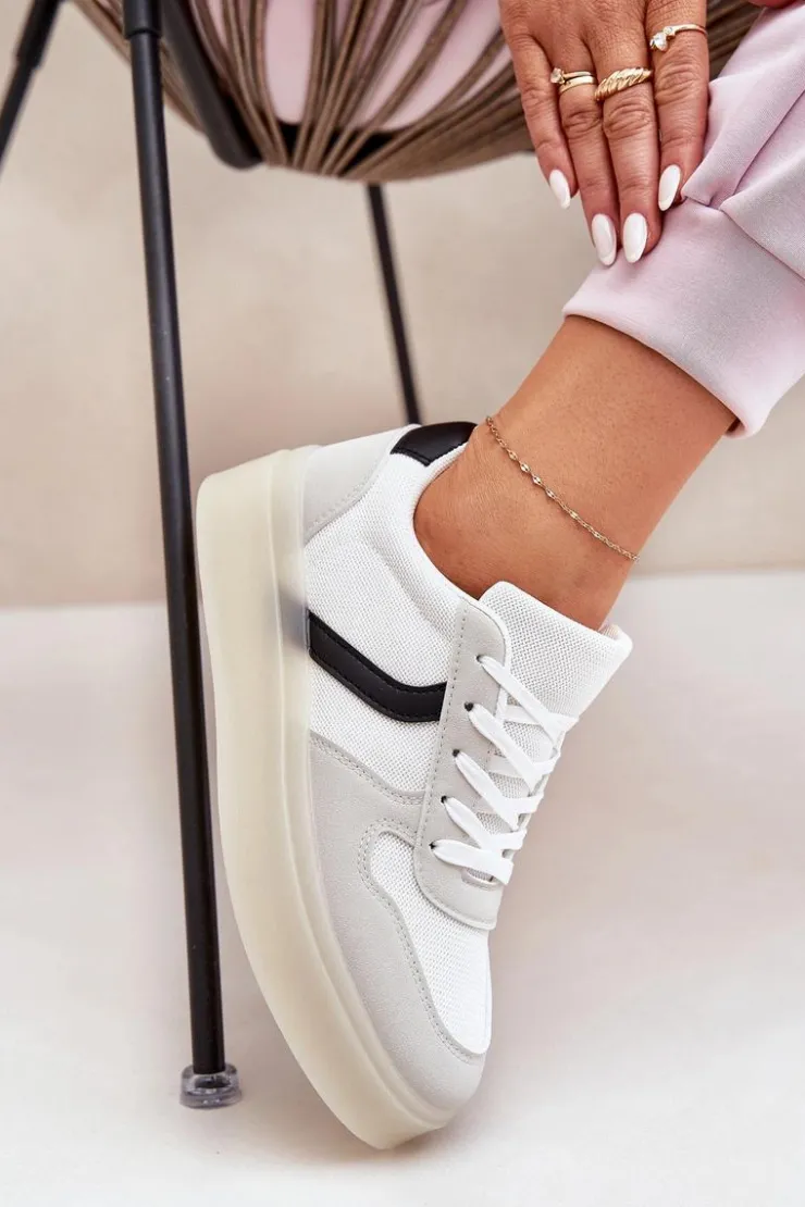 Best Evento Niskie Sneakersy Damskie Na Platformie Białe Telmira Biały