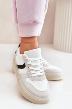 Best Evento Niskie Sneakersy Damskie Na Platformie Białe Telmira Biały