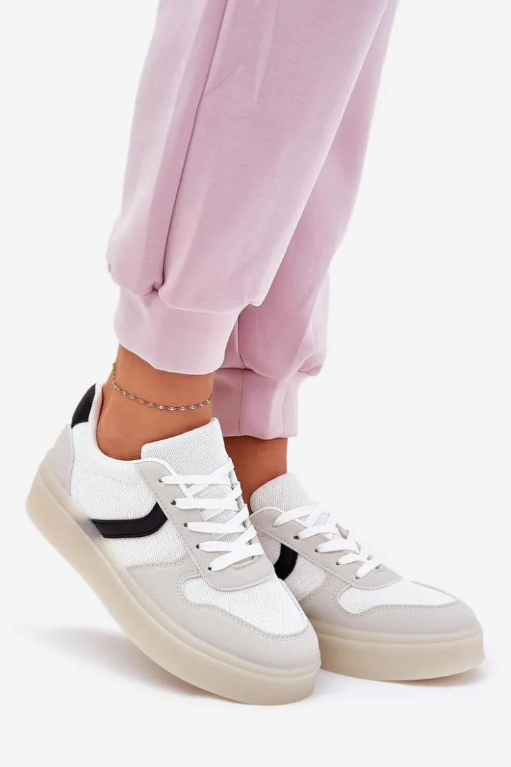 Best Evento Niskie Sneakersy Damskie Na Platformie Białe Telmira Biały