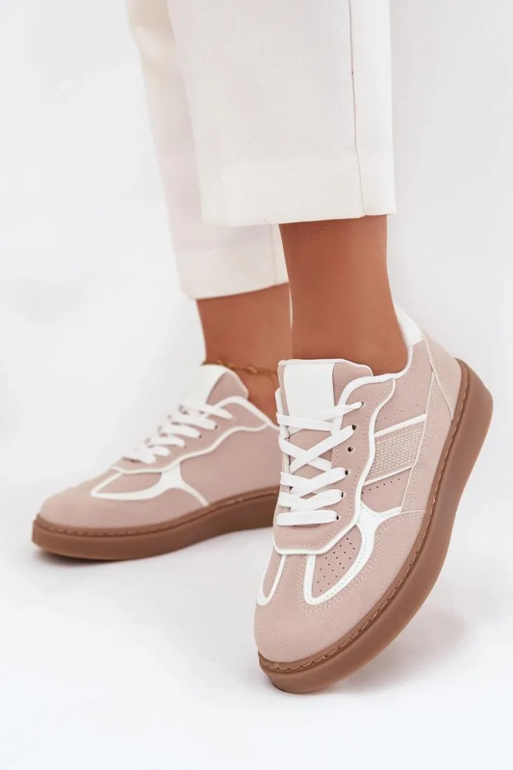 Boto Sneakersy Damskie*Niskie Sneakersy Damskie Beżowe Brenelle Beżowy