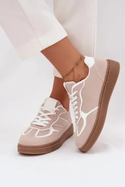 Boto Sneakersy Damskie*Niskie Sneakersy Damskie Beżowe Brenelle Beżowy