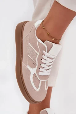 Boto Sneakersy Damskie*Niskie Sneakersy Damskie Beżowe Brenelle Beżowy