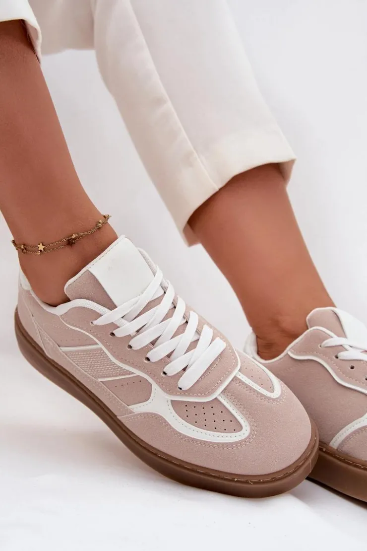Boto Sneakersy Damskie*Niskie Sneakersy Damskie Beżowe Brenelle Beżowy