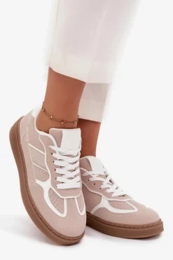 Boto Sneakersy Damskie*Niskie Sneakersy Damskie Beżowe Brenelle Beżowy