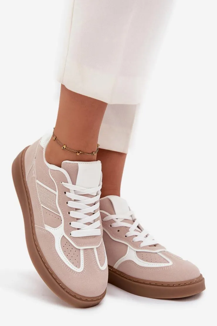 Boto Sneakersy Damskie*Niskie Sneakersy Damskie Beżowe Brenelle Beżowy