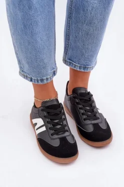 Clearance Boto Niskie Sneakersy Damskie Z Eko Skóry Czarne Navidemi