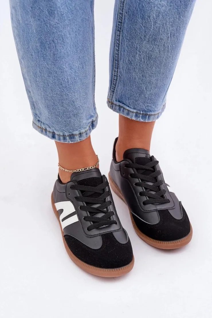 Clearance Boto Niskie Sneakersy Damskie Z Eko Skóry Czarne Navidemi