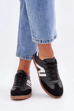 Clearance Boto Niskie Sneakersy Damskie Z Eko Skóry Czarne Navidemi