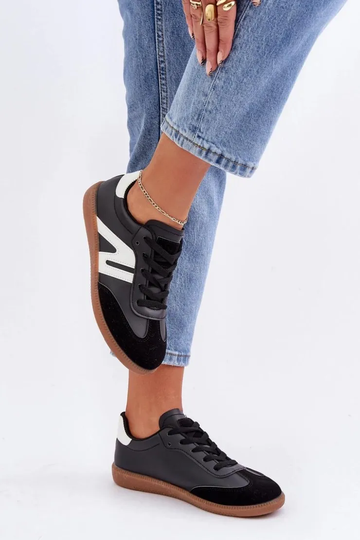 Clearance Boto Niskie Sneakersy Damskie Z Eko Skóry Czarne Navidemi