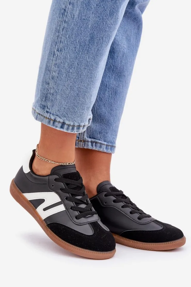 Clearance Boto Niskie Sneakersy Damskie Z Eko Skóry Czarne Navidemi