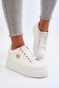 Damskie Boto Niskie Sneakersy Damskie Na Platformie Białe Telirra