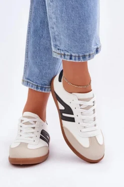 Boto Sneakersy Damskie*Niskie Sneakersy Damskie Z Eko Skóry Biało-Czarne Navidemi