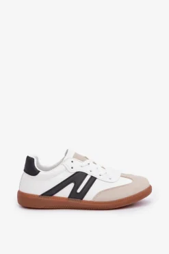 Boto Sneakersy Damskie*Niskie Sneakersy Damskie Z Eko Skóry Biało-Czarne Navidemi