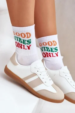 Damskie Boto Niskie Sneakersy Damskie Z Eko Skóry Beżowo-Białe Nonalorin