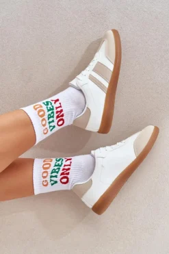 Damskie Boto Niskie Sneakersy Damskie Z Eko Skóry Beżowo-Białe Nonalorin