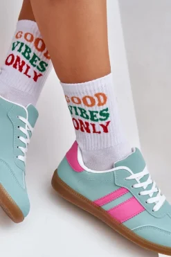 Boto Sneakersy Damskie*Niskie Sneakersy Damskie Z Eko Skóry Miętowe Nonalorin