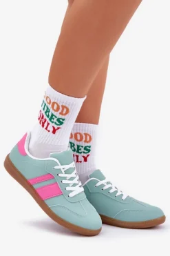 Boto Sneakersy Damskie*Niskie Sneakersy Damskie Z Eko Skóry Miętowe Nonalorin