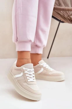 Online Evento Niskie Sneakersy Damskie Na Platformie Beżowe Telmira Beżowy