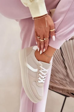 Online Evento Niskie Sneakersy Damskie Na Platformie Beżowe Telmira Beżowy