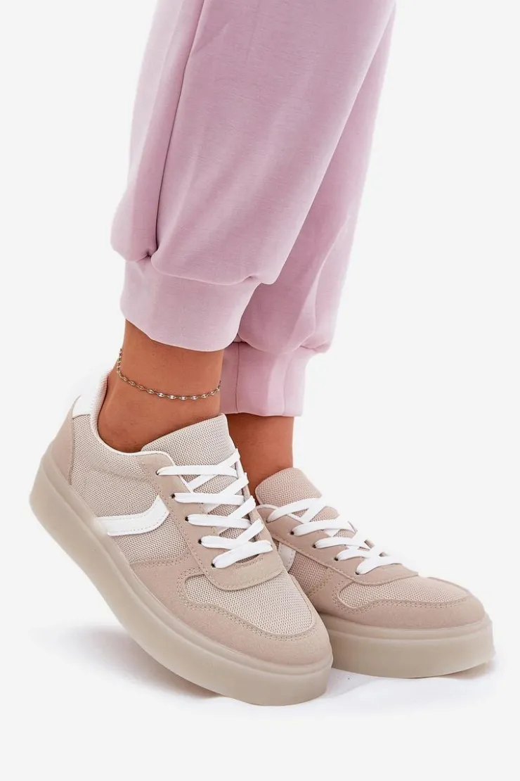 Online Evento Niskie Sneakersy Damskie Na Platformie Beżowe Telmira Beżowy