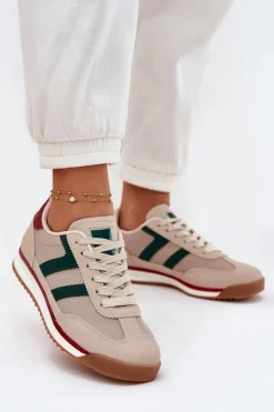 Sale Boto Niskie Sneakersy Damskie Ciemnobeżowe Rulaana