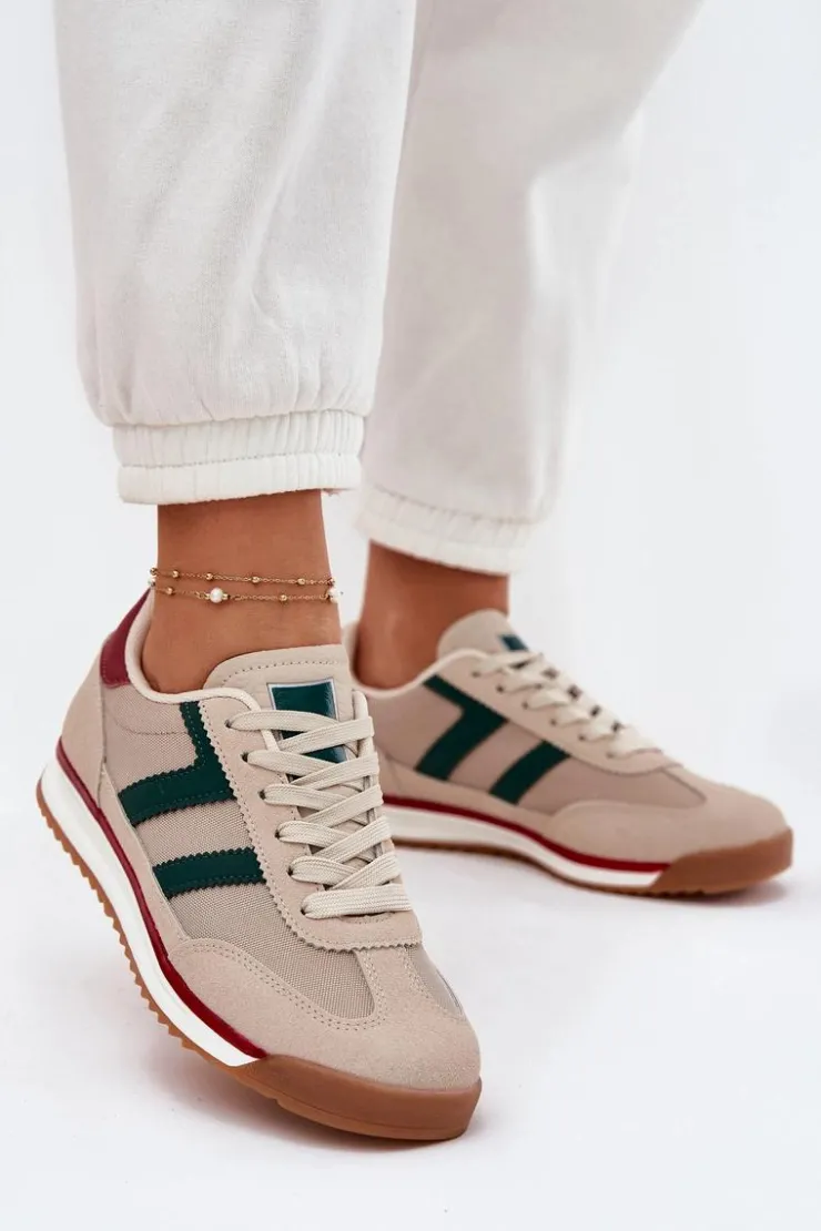 Sale Boto Niskie Sneakersy Damskie Ciemnobeżowe Rulaana