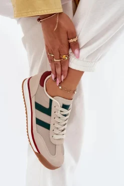 Sale Boto Niskie Sneakersy Damskie Ciemnobeżowe Rulaana