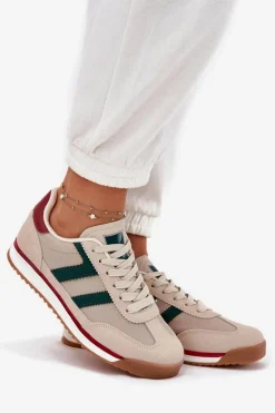 Sale Boto Niskie Sneakersy Damskie Ciemnobeżowe Rulaana