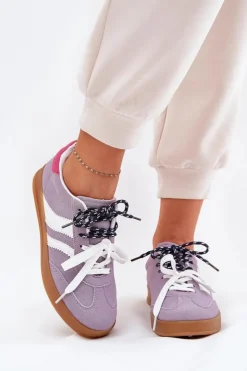 Damskie Boto Niskie Sneakersy Damskie Z Podwójnym Sznurowaniem Fioletowe Ventus