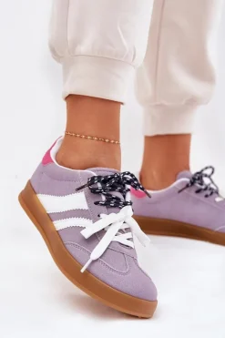 Damskie Boto Niskie Sneakersy Damskie Z Podwójnym Sznurowaniem Fioletowe Ventus