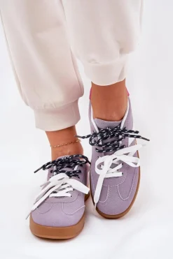 Damskie Boto Niskie Sneakersy Damskie Z Podwójnym Sznurowaniem Fioletowe Ventus