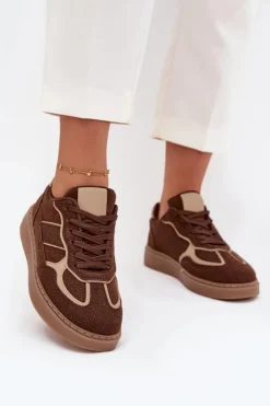 New Boto Niskie Sneakersy Damskie Brązowe Brenelle Brązowy