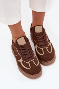 New Boto Niskie Sneakersy Damskie Brązowe Brenelle Brązowy