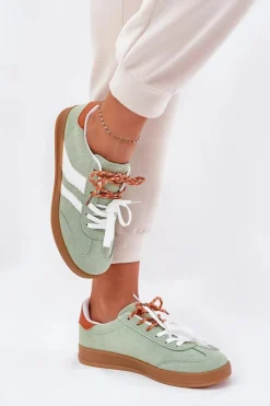 Best Boto Niskie Sneakersy Damskie Z Podwójnym Sznurowaniem Zielone Ventus