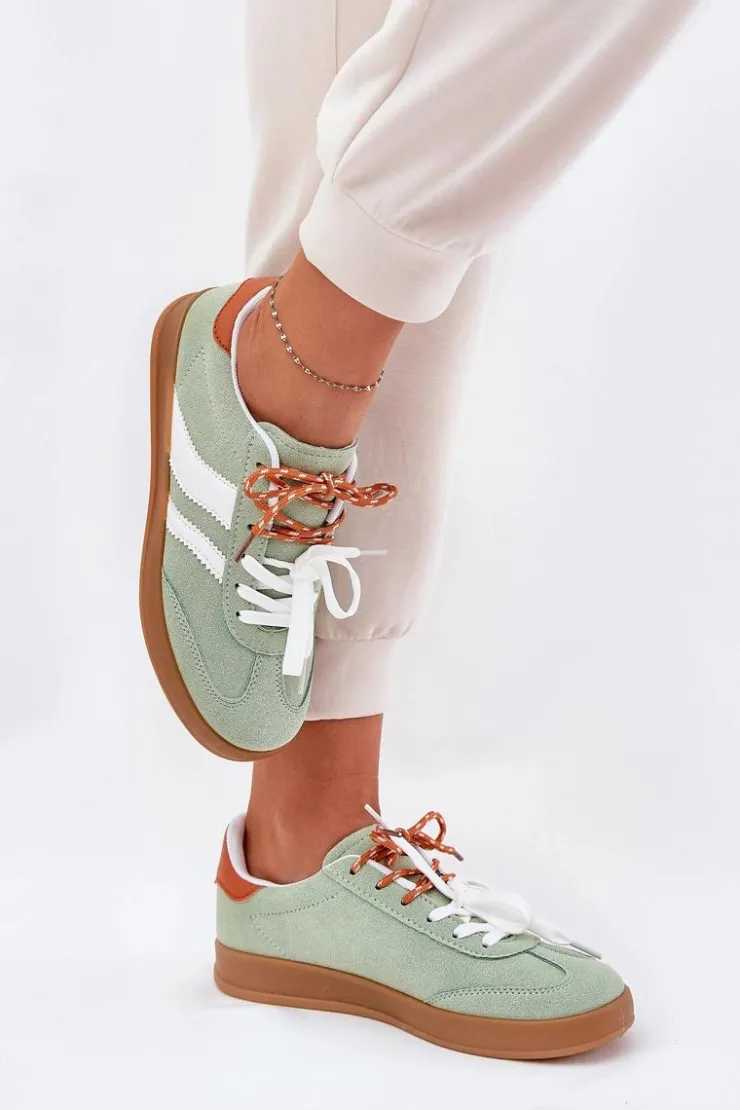 Best Boto Niskie Sneakersy Damskie Z Podwójnym Sznurowaniem Zielone Ventus