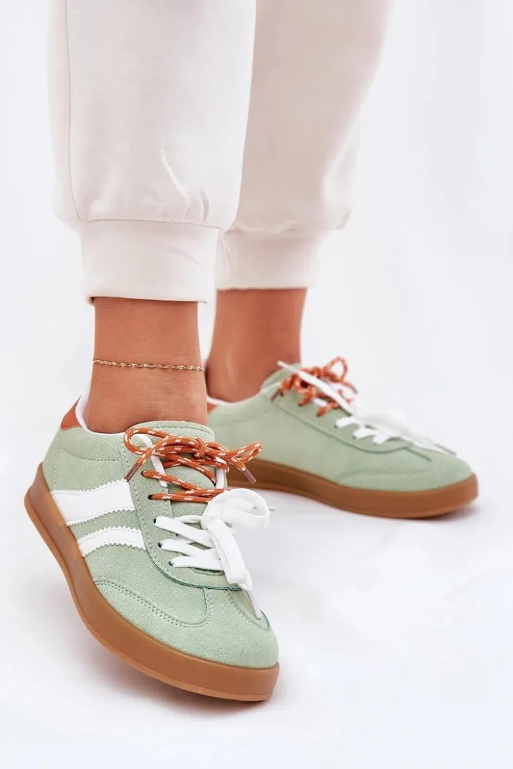 Best Boto Niskie Sneakersy Damskie Z Podwójnym Sznurowaniem Zielone Ventus