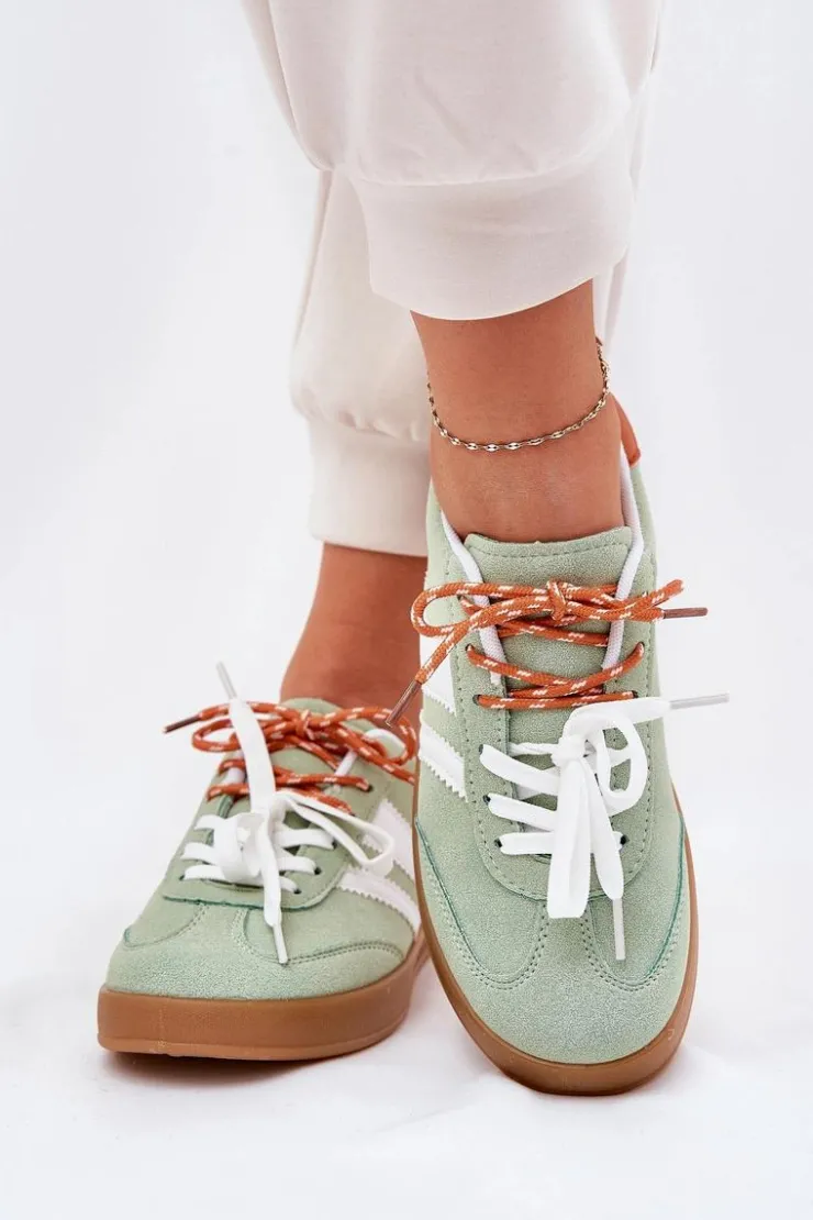 Best Boto Niskie Sneakersy Damskie Z Podwójnym Sznurowaniem Zielone Ventus