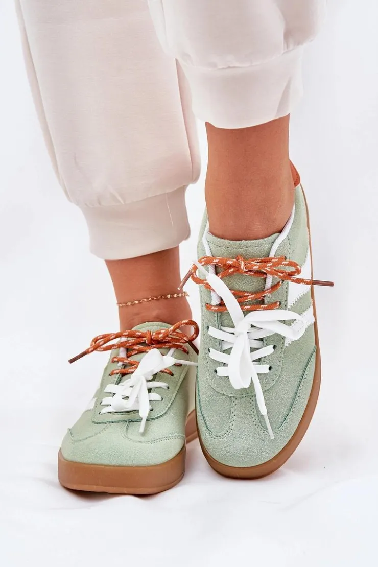 Best Boto Niskie Sneakersy Damskie Z Podwójnym Sznurowaniem Zielone Ventus