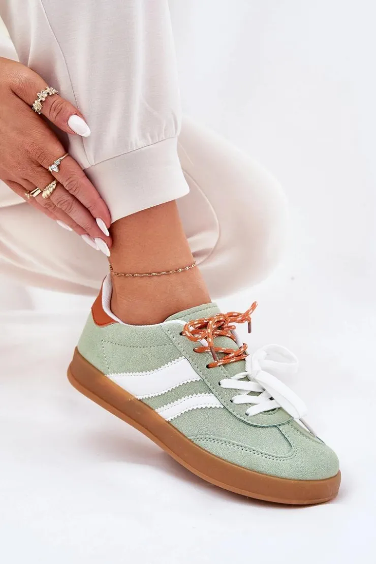 Best Boto Niskie Sneakersy Damskie Z Podwójnym Sznurowaniem Zielone Ventus