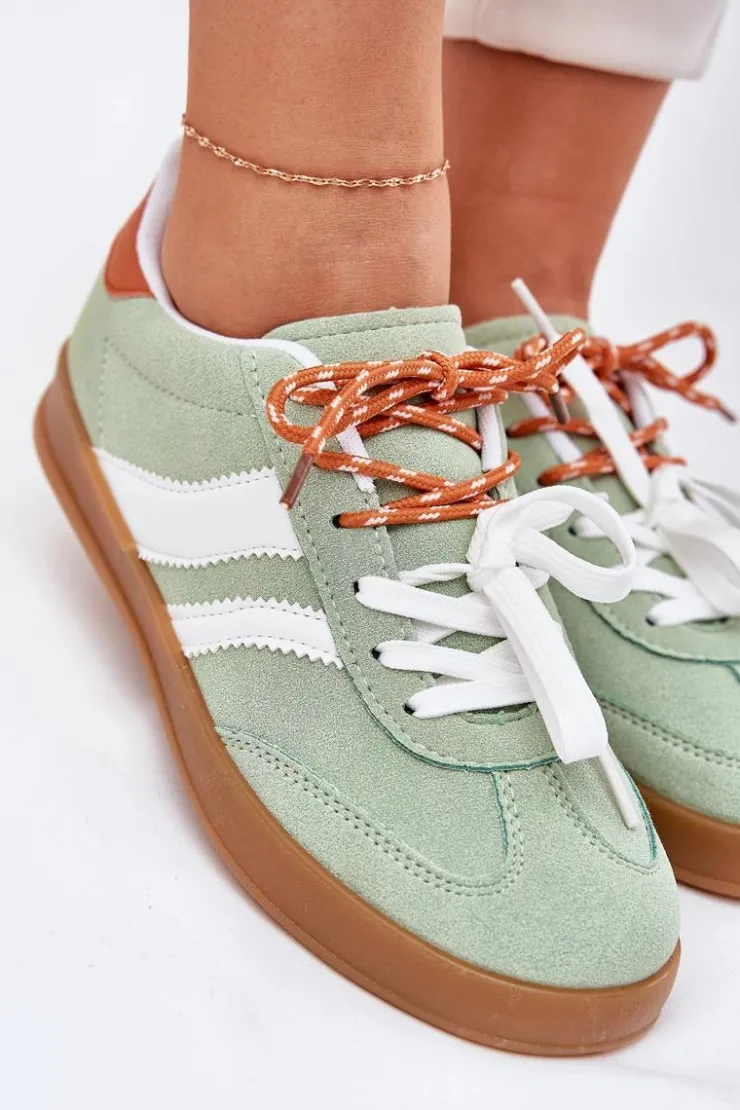 Best Boto Niskie Sneakersy Damskie Z Podwójnym Sznurowaniem Zielone Ventus