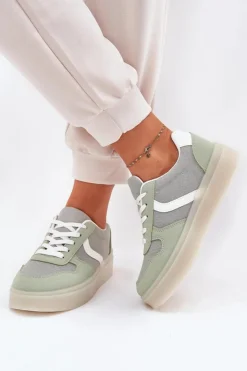 Damskie Evento Niskie Sneakersy Damskie Na Platformie Zielone Telmira