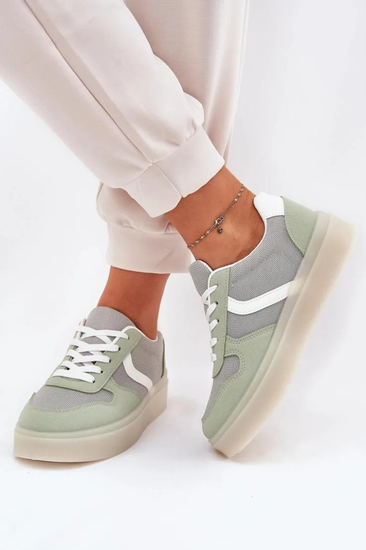 Damskie Evento Niskie Sneakersy Damskie Na Platformie Zielone Telmira