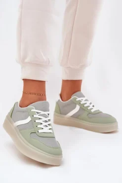 Damskie Evento Niskie Sneakersy Damskie Na Platformie Zielone Telmira