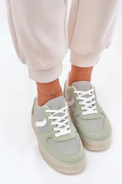 Damskie Evento Niskie Sneakersy Damskie Na Platformie Zielone Telmira