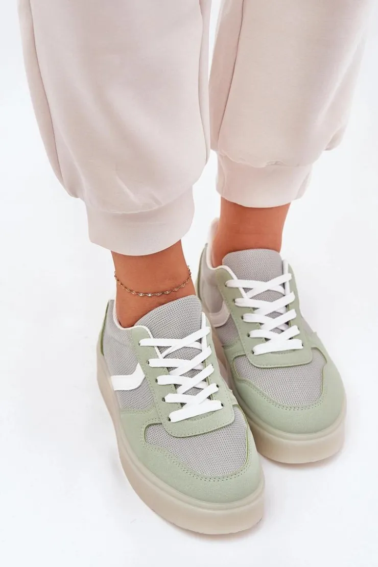 Damskie Evento Niskie Sneakersy Damskie Na Platformie Zielone Telmira