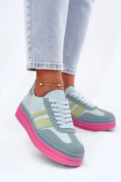 Boto Buty Sportowe Na Platformie|Sneakersy Damskie*Niskie Sneakersy Na Platformie Niebieskie Ovivene