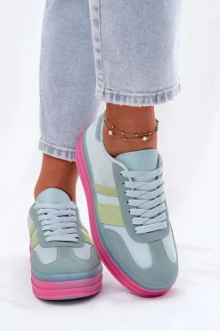 Boto Buty Sportowe Na Platformie|Sneakersy Damskie*Niskie Sneakersy Na Platformie Niebieskie Ovivene