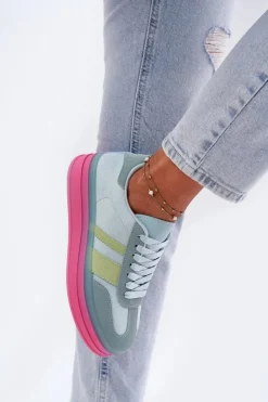 Boto Buty Sportowe Na Platformie|Sneakersy Damskie*Niskie Sneakersy Na Platformie Niebieskie Ovivene