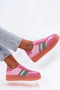 Damskie Boto Niskie Sneakersy Na Platformie Różowe Ovivene