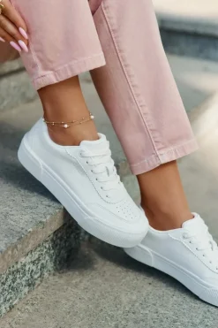 Big Star Shoes Buty Sportowe Big Star|Sneakersy Damskie*Niskie Sneakersy Z Eko Skóry Big Star RR274303 Białe